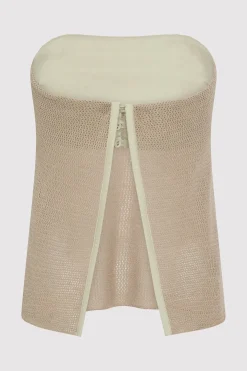 St. Agni Mesh Strapless Top - Fog
