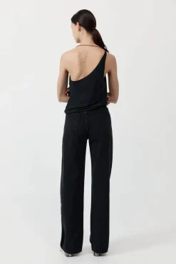 St. Agni Mid Rise Wide Leg - Washed Black