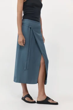 St. Agni Midi Wrap Skirt - Slate