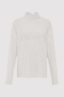St. Agni Mock Neck Rib Knit Jumper - Soft Grey