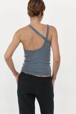 St. Agni Organic Cotton Abstract Singlet - Diesel Grey