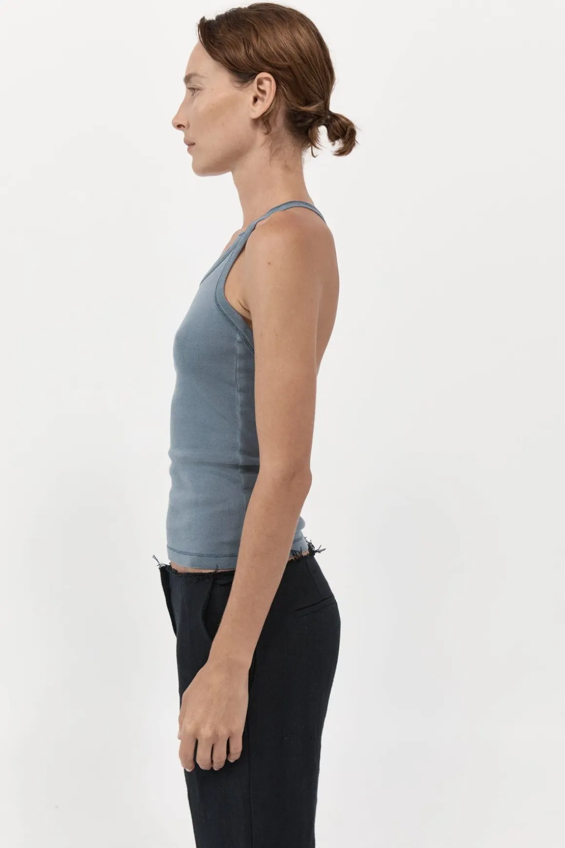 St. Agni Organic Cotton Abstract Singlet - Diesel Grey