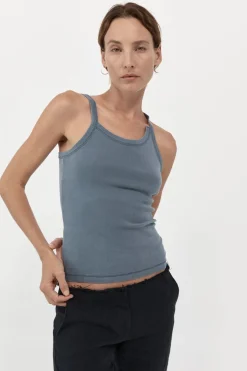 St. Agni Organic Cotton Abstract Singlet - Diesel Grey