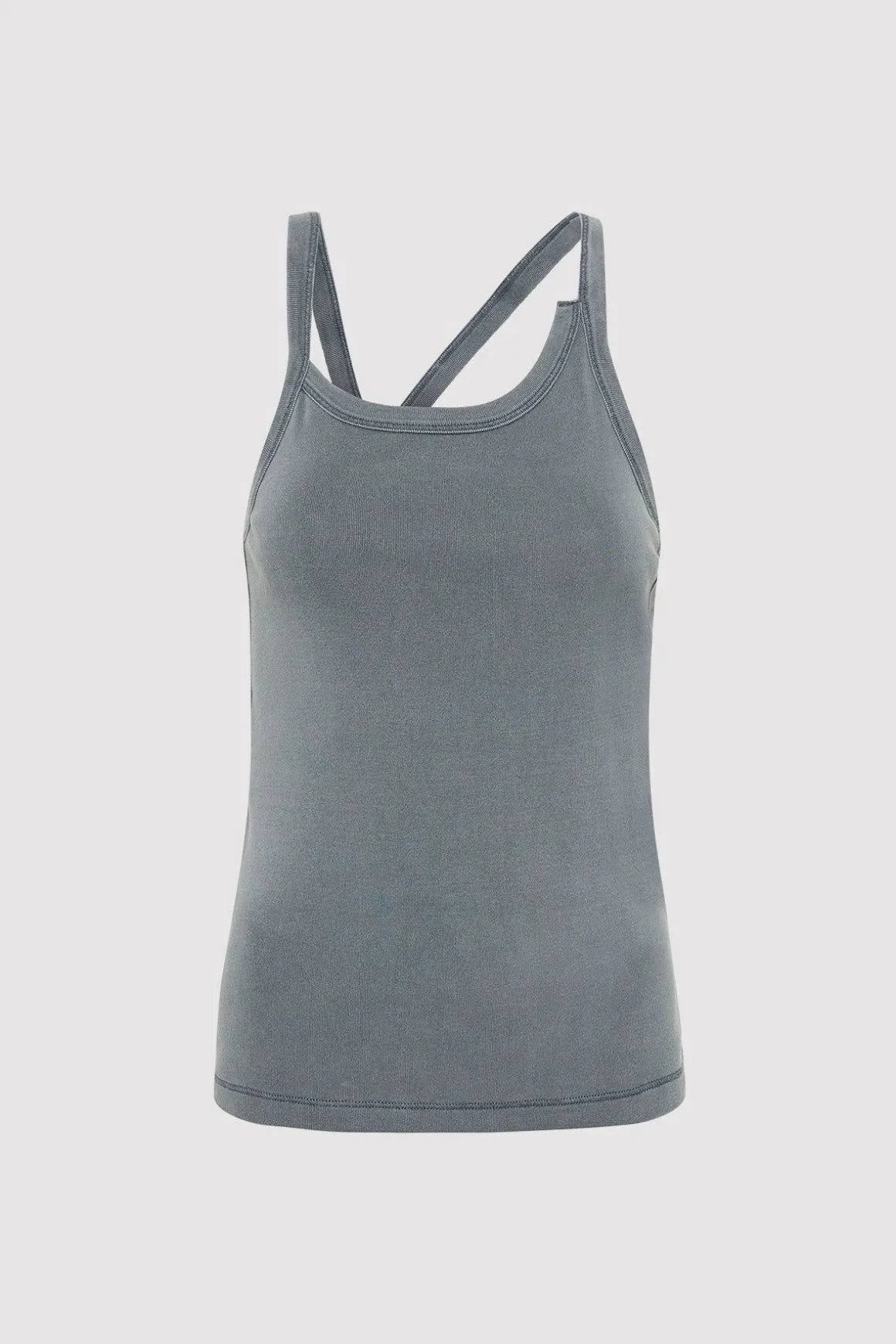 St. Agni Organic Cotton Abstract Singlet - Diesel Grey