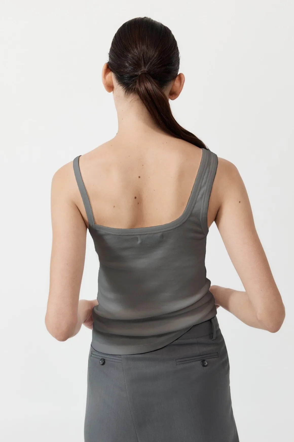 St. Agni Organic Cotton Asymm Tank - Pewter Grey