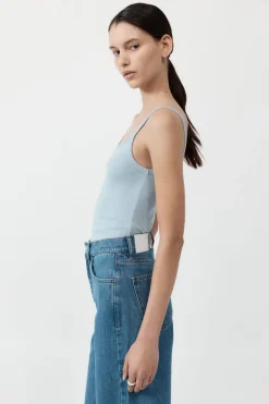 St. Agni Organic Cotton Asymm Tank - Stone Blue