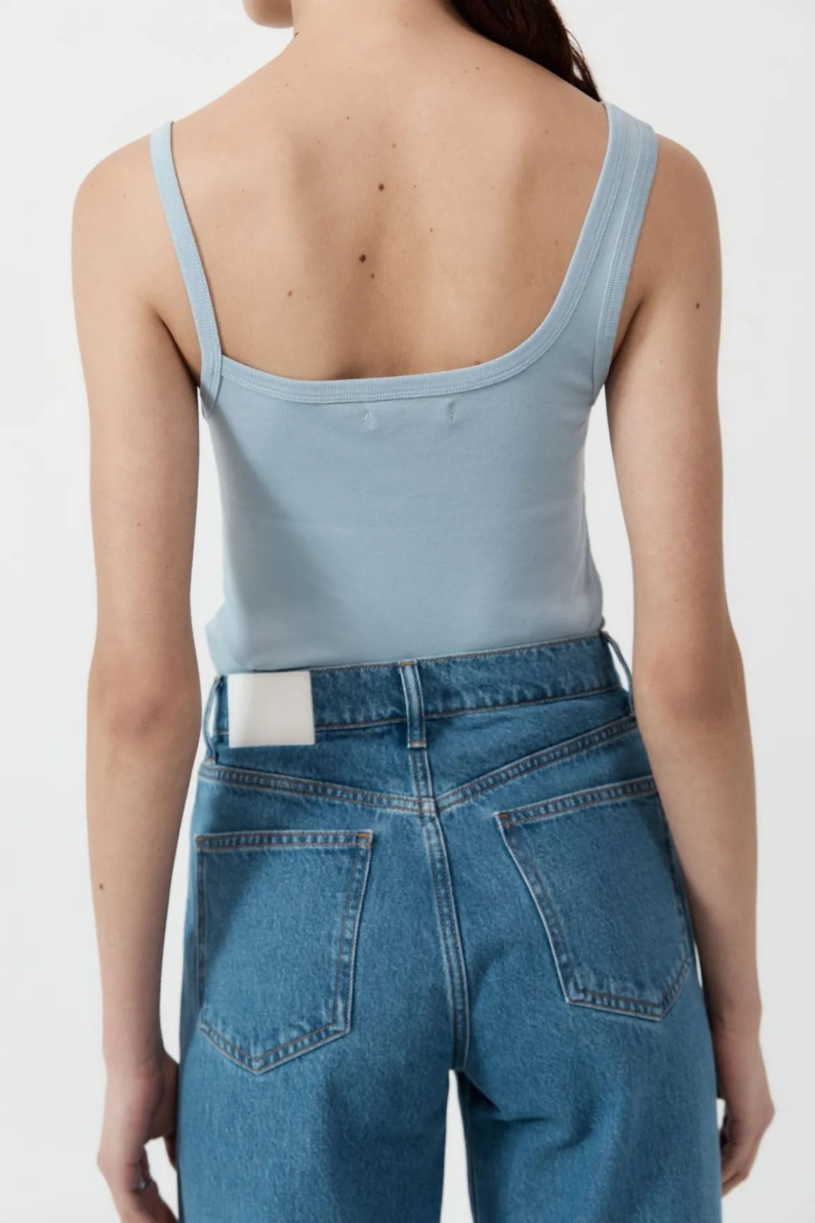 St. Agni Organic Cotton Asymm Tank - Stone Blue