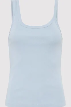 St. Agni Organic Cotton Asymm Tank - Stone Blue