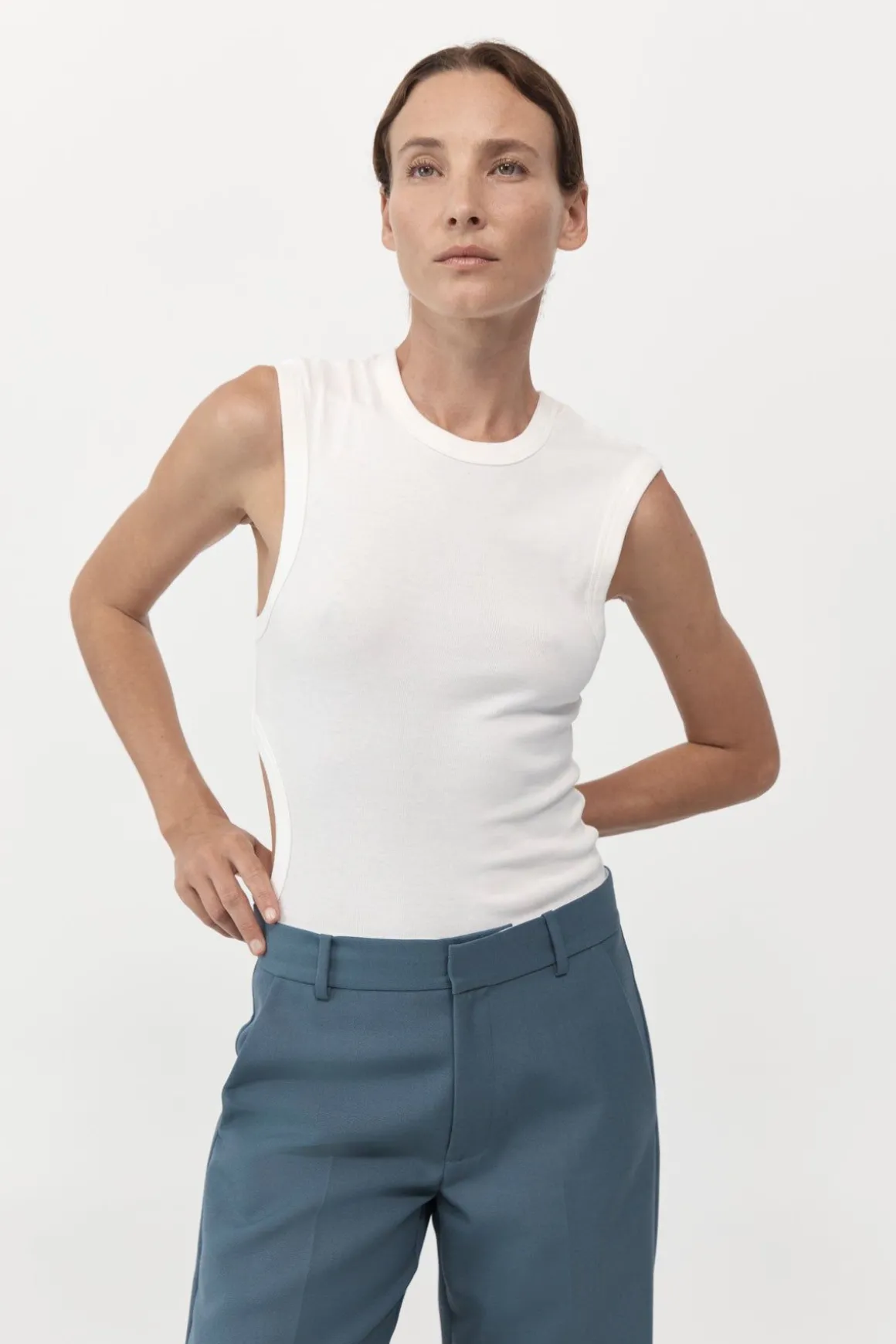 St. Agni Organic Cotton Cut Out Tank - White
