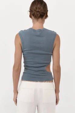 St. Agni Organic Cotton Cut Out Tank - Diesel Grey