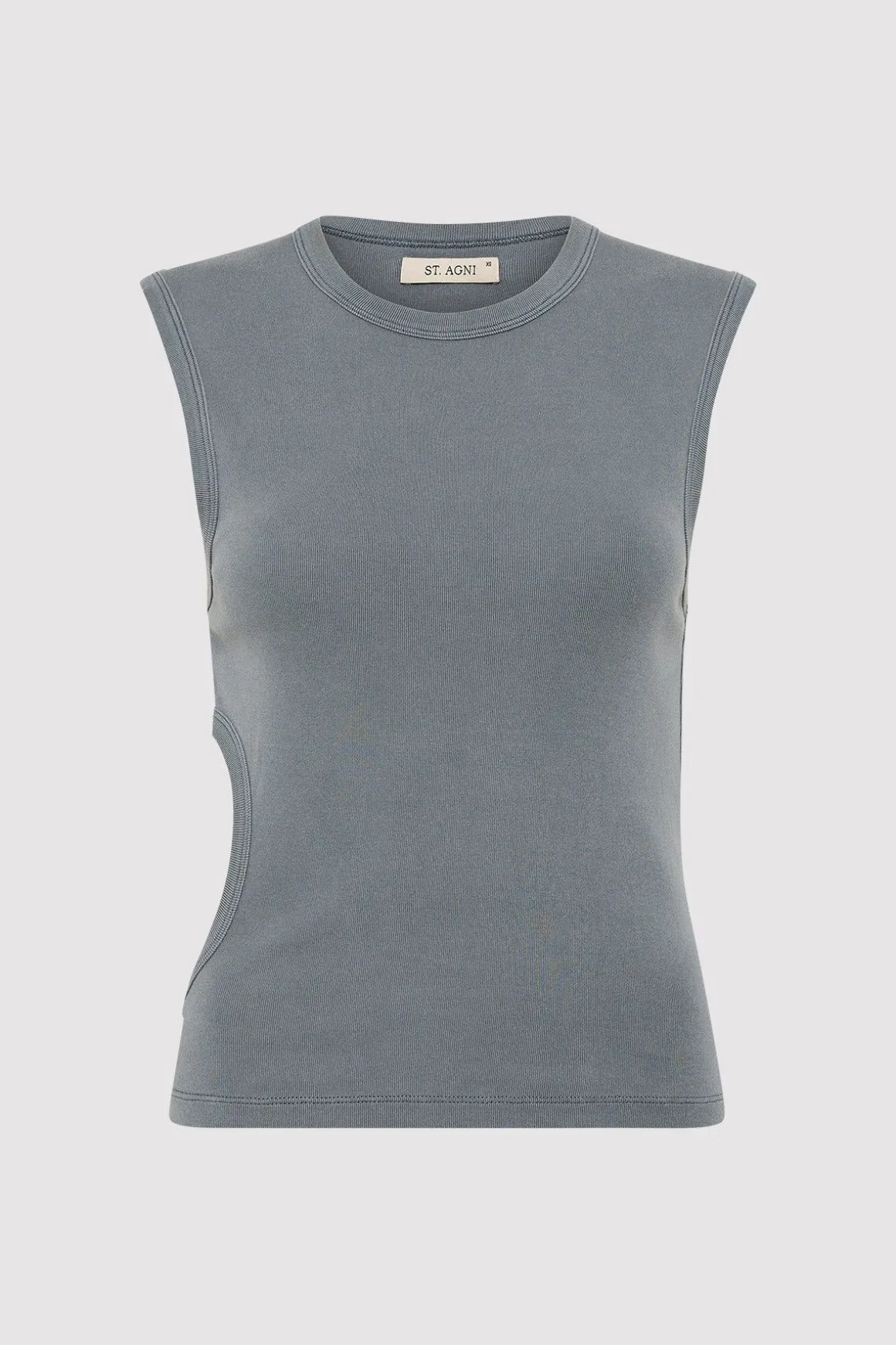 St. Agni Organic Cotton Cut Out Tank - Diesel Grey