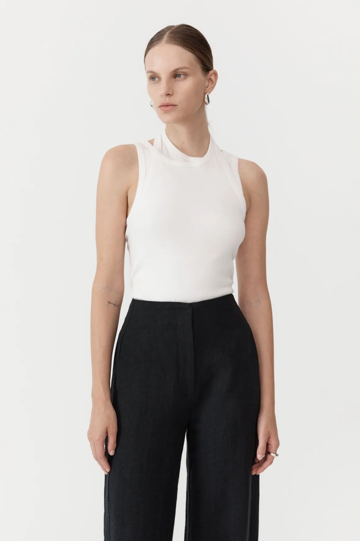 St. Agni Organic Cotton Layered Tank - White