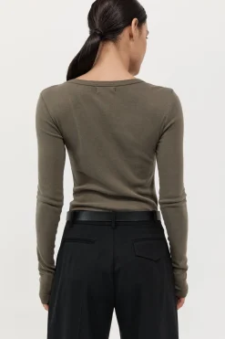 St. Agni Organic Cotton Long Sleeve Top - Kelp