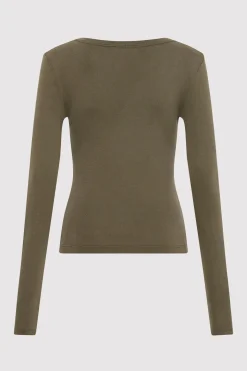 St. Agni Organic Cotton Long Sleeve Top - Kelp