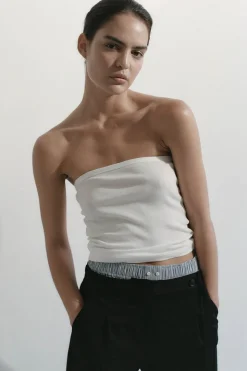 St. Agni Organic Cotton Strapless Top - White