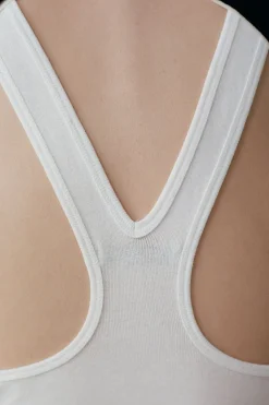 St. Agni Organic Cotton V Back Tank - White