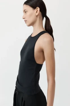 St. Agni Organic Cotton V Back Tank - Black