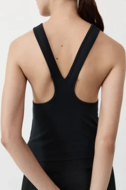 St. Agni Organic Cotton V Back Tank - Black