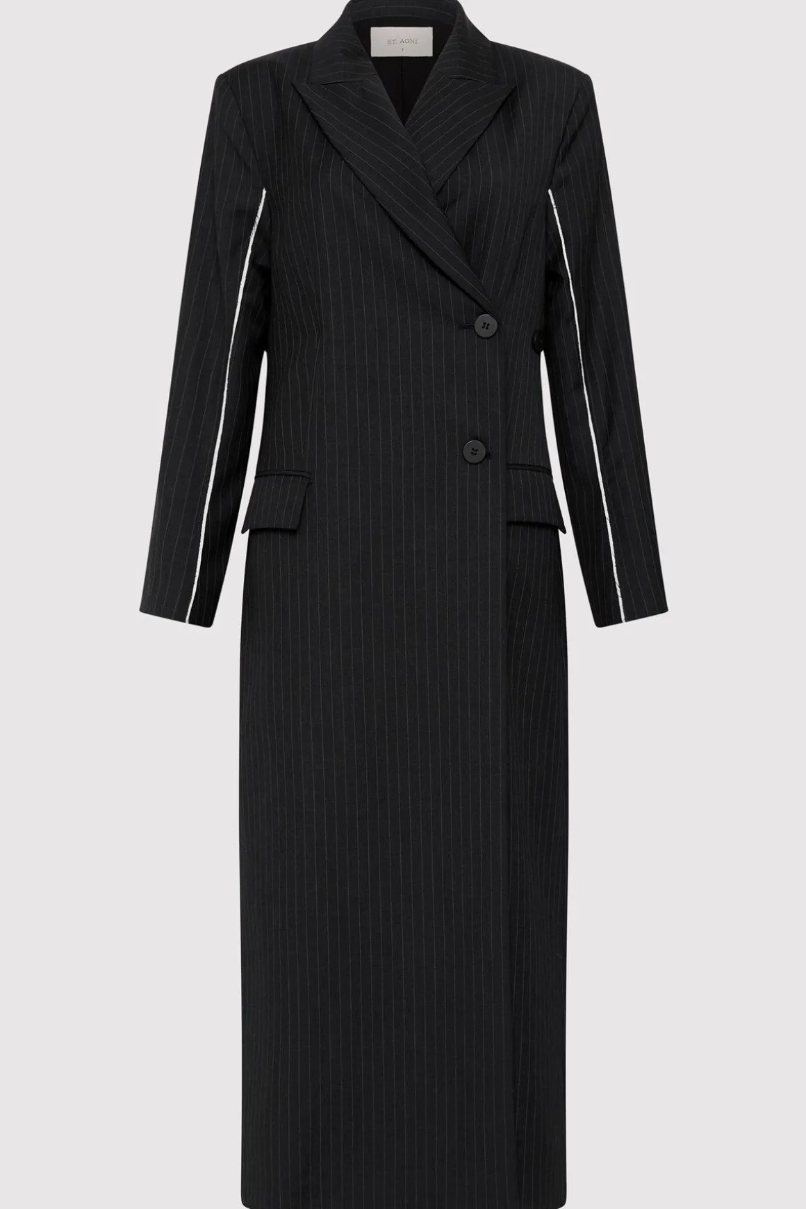 St. Agni Pinstripe Maxi Coat - Black