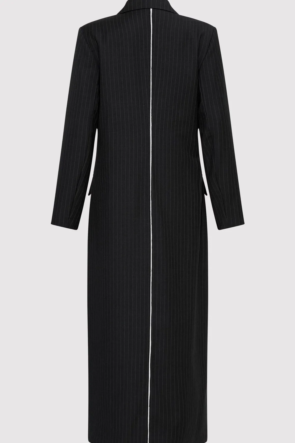 St. Agni Pinstripe Maxi Coat - Black