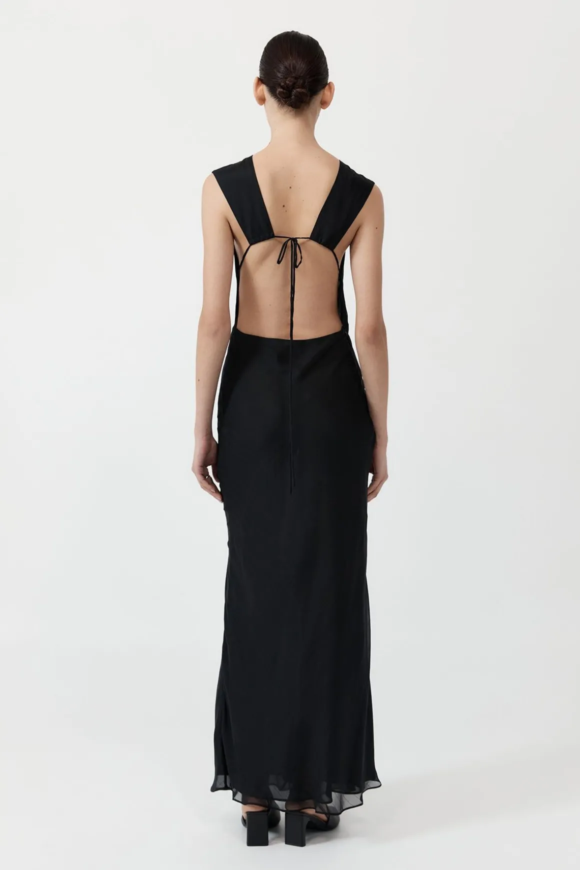 St. Agni Pinstripe Silk Maxi Dress - Black