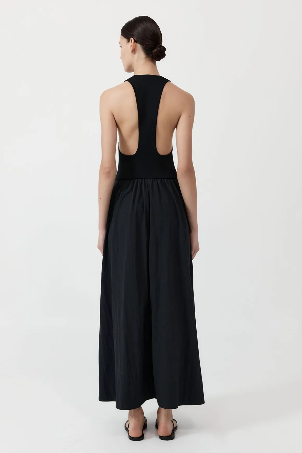 St. Agni Plunge Neck Dress - Black
