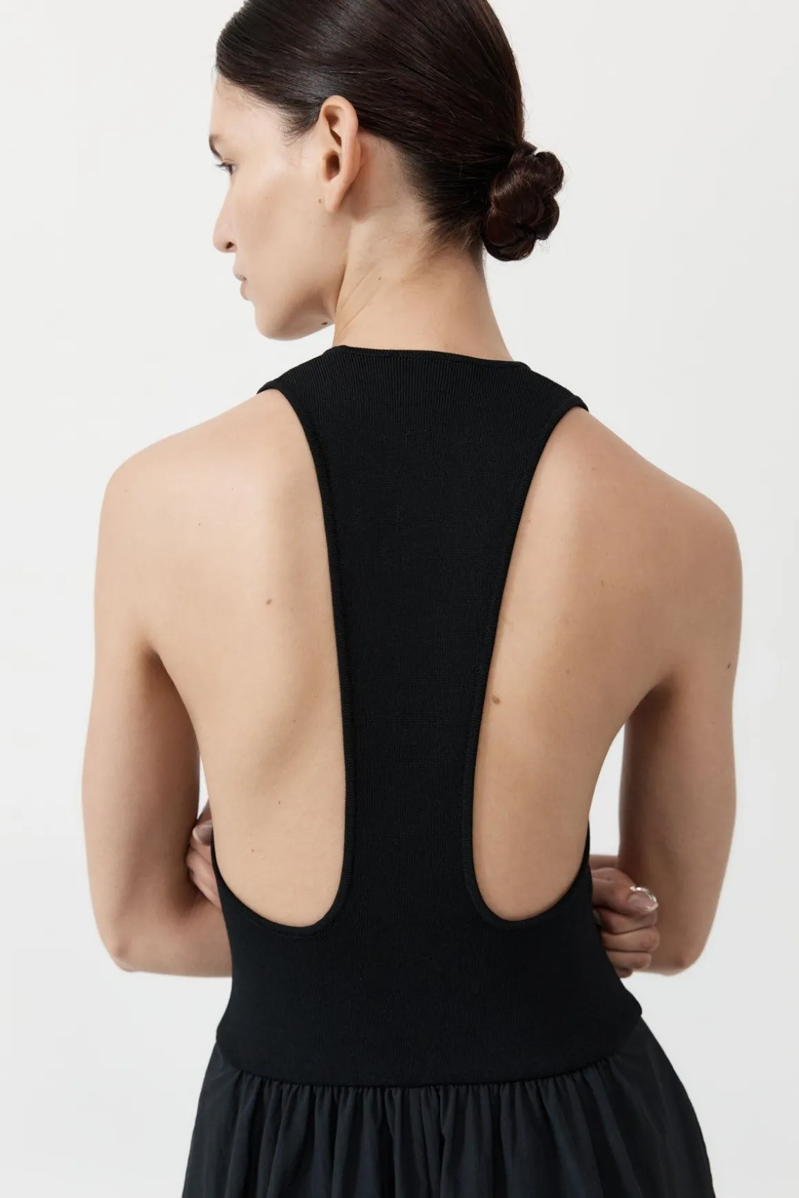 St. Agni Plunge Neck Dress - Black