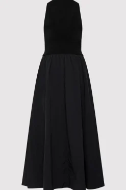 St. Agni Plunge Neck Dress - Black