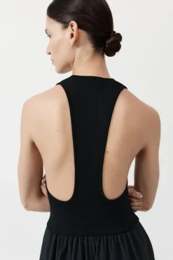 St. Agni Plunge Neck Dress - Black