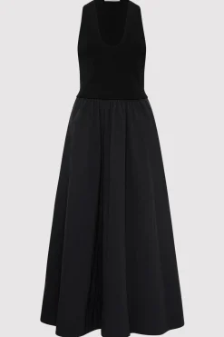 St. Agni Plunge Neck Dress - Black