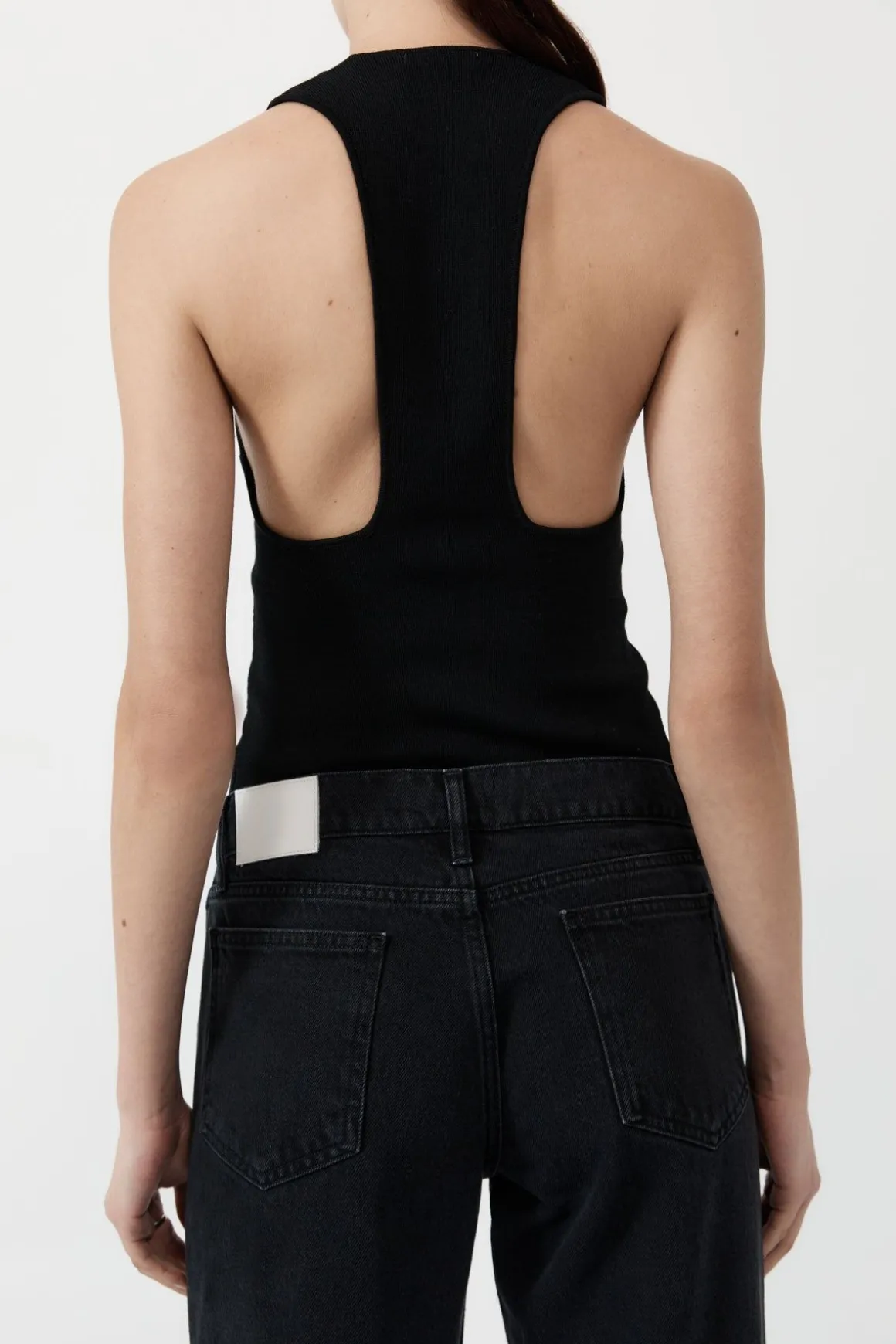 St. Agni Plunge Neck Knit Top - Black