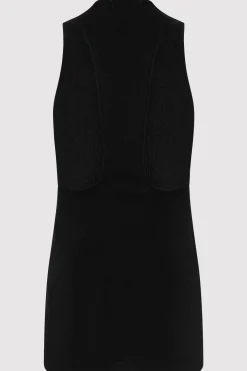 St. Agni Plunge Neck Knit Top - Black