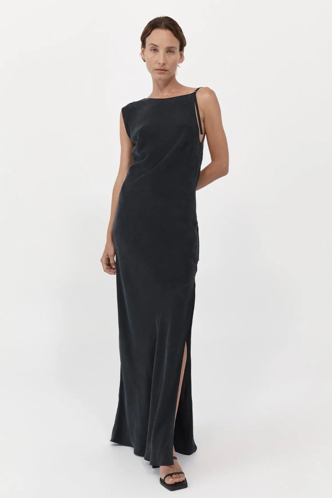St. Agni PRE-ORDER: Sophia Drape Dress - Washed Black