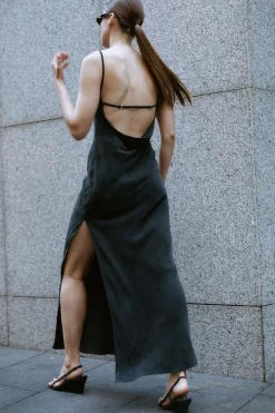 St. Agni PRE-ORDER: Sophia Drape Dress - Washed Black