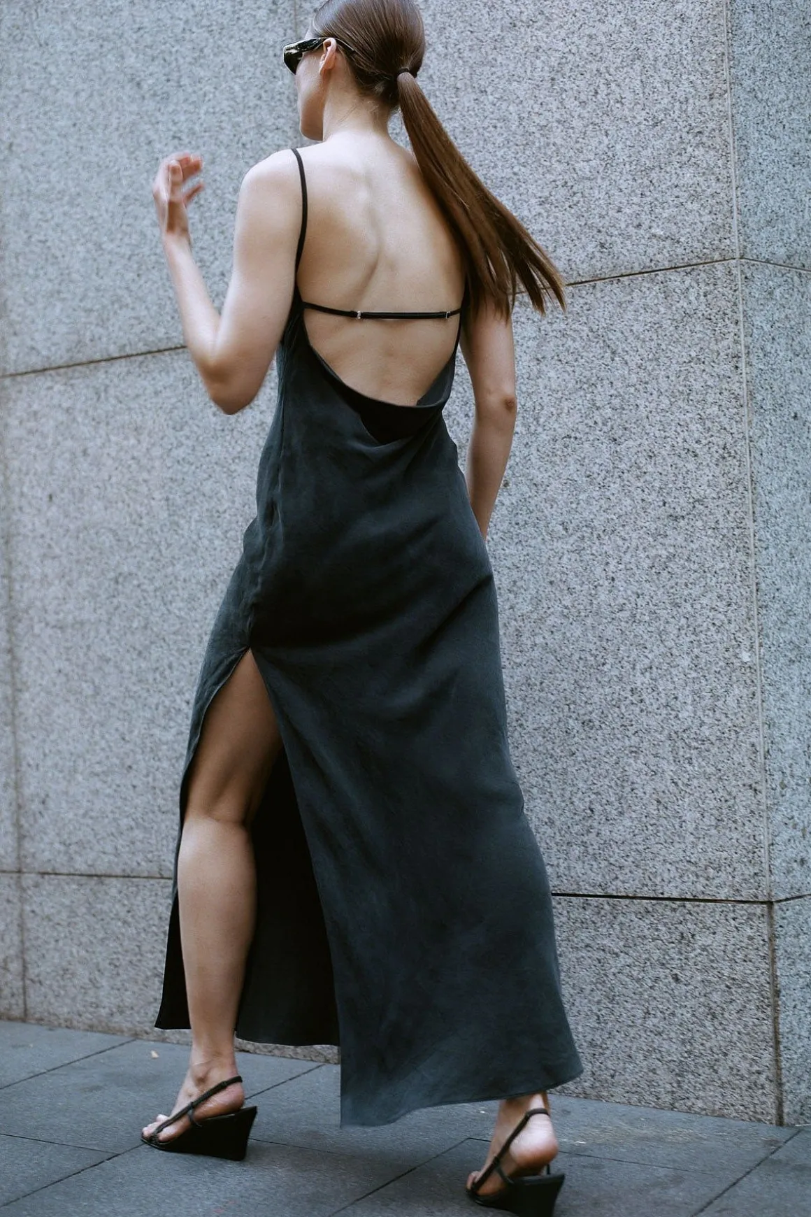 St. Agni PRE-ORDER: Sophia Drape Dress - Washed Black