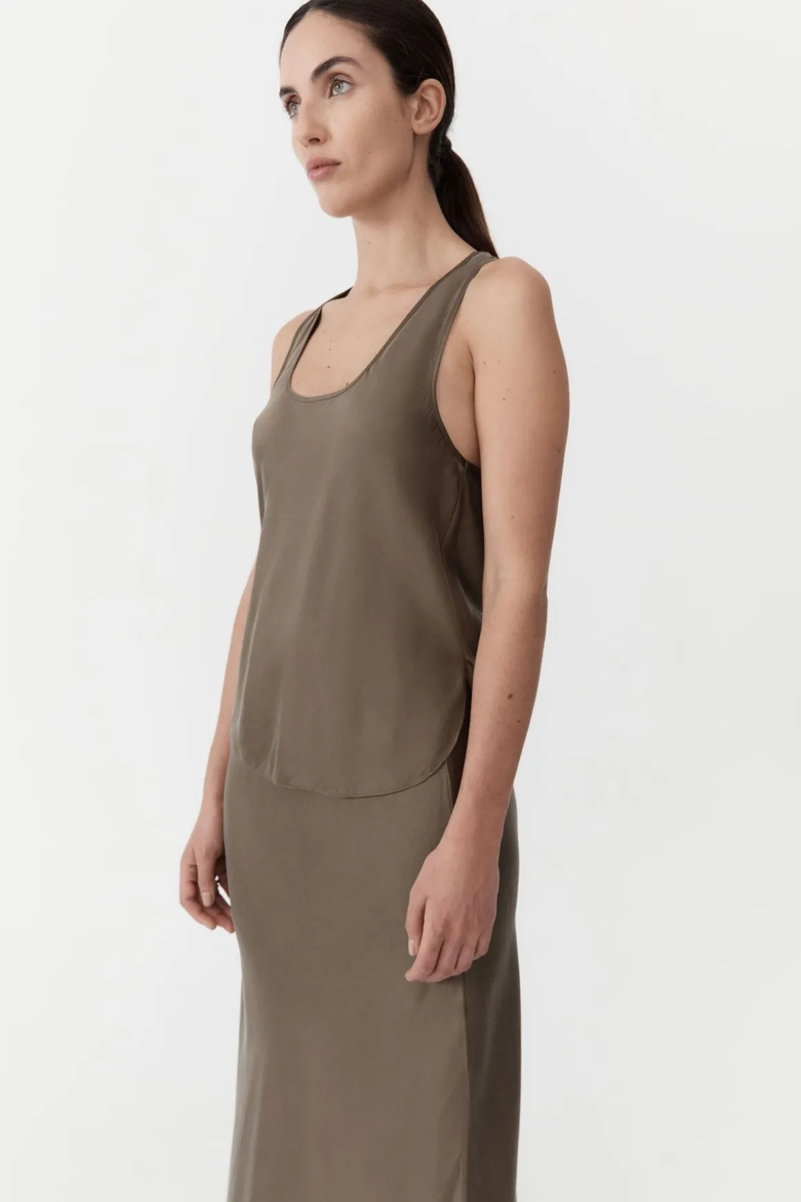 St. Agni Racer Back Bias Tank - Kelp