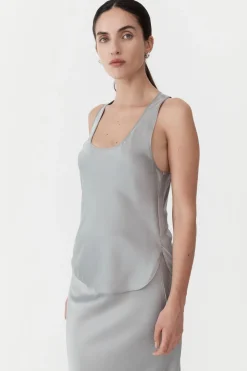 St. Agni Racer Back Bias Tank - Silver