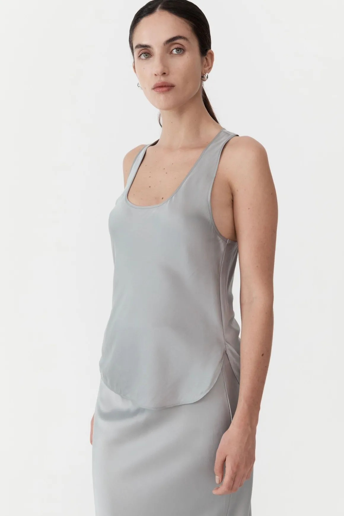 St. Agni Racer Back Bias Tank - Silver