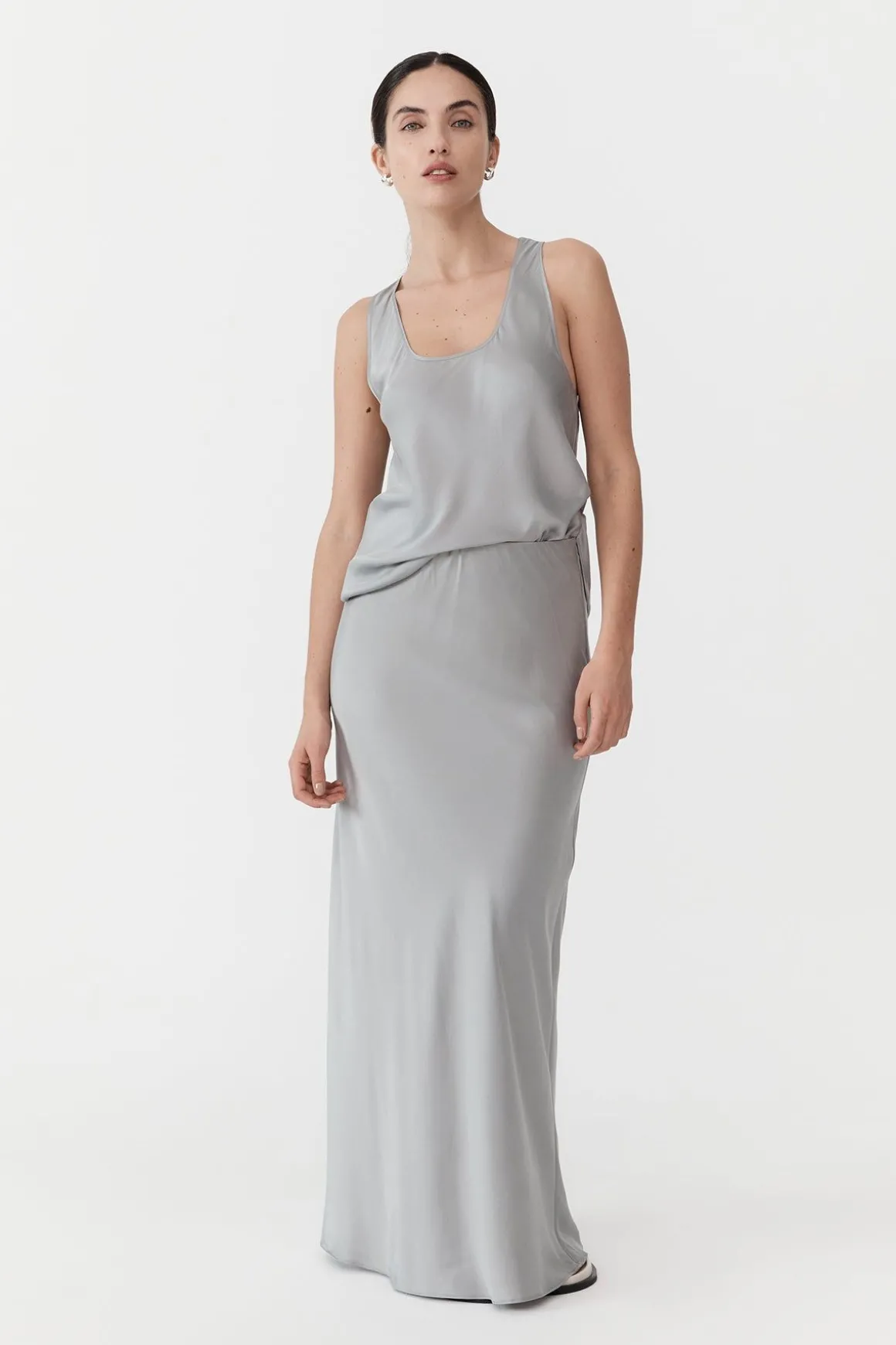 St. Agni Racer Back Bias Tank - Silver