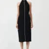 St. Agni Raw Edge Halter Dress - Black