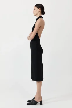 St. Agni Raw Edge Halter Dress - Black
