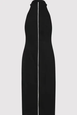 St. Agni Raw Edge Halter Dress - Black