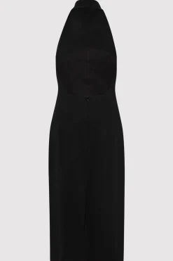 St. Agni Raw Edge Halter Dress - Black