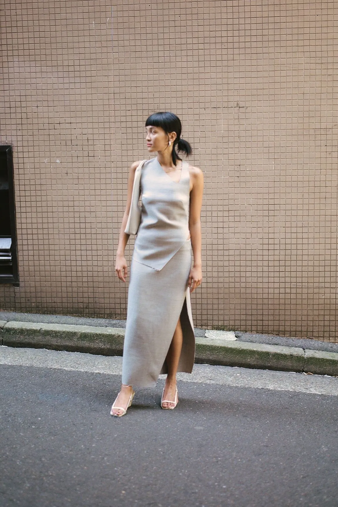 St. Agni Raw Hem Midi Skirt - Grey Heather