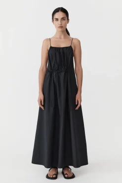 St. Agni Relaxed Drawstring Dress - Black