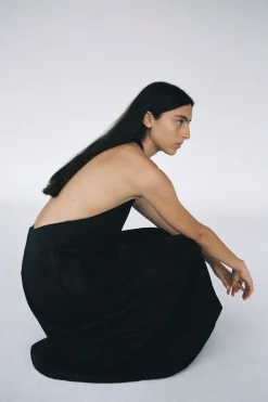 St. Agni Ring Detail Halter Dress - Black