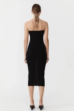 St. Agni 90s Strapless Knit Midi Dress - Black
