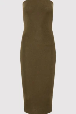 St. Agni 90s Strapless Knit Midi Dress - Kelp