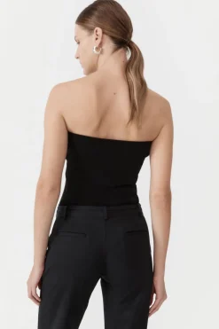 St. Agni 90s Strapless Knit Top - Black
