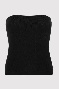 St. Agni 90s Strapless Knit Top - Black
